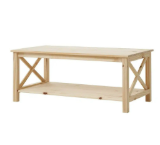 StyleWell 42 in. Unfinished Natural Pine Rectangle Wood Top Coffee Table with X-Cross Design