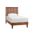StyleWell Gatestone Twin Walnut Brown Wood Bed with Vertical Slats (40 in. W x 48 in. H)