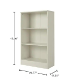 StyleWell 43 in. Off White 3-Shelf Basic Bookcase with Adjustable Shelves