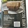 Universal Square Fire Pit Cover Beige and Brown Fabric