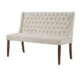 Home Decorators Collection Classic Biscuit Beige Upholstered Dining Accent Bench with Tufted Back (53" W)