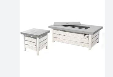 Sunbury 49 in. W 50000 Btu White Steel Propane Outdoor Fire Pit (Box 1)