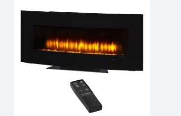 40 in. Curved Wall Mount Electric Fireplace with Mood-Light