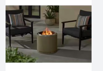 19 in. Outdoor Stainless Steel Wood Burning Olive Low Smoke Fire Pit