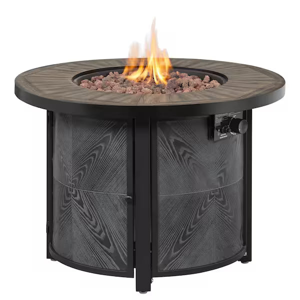 36 in. W 50000 Btu Steel Propane Outdoor with Lava Rocks