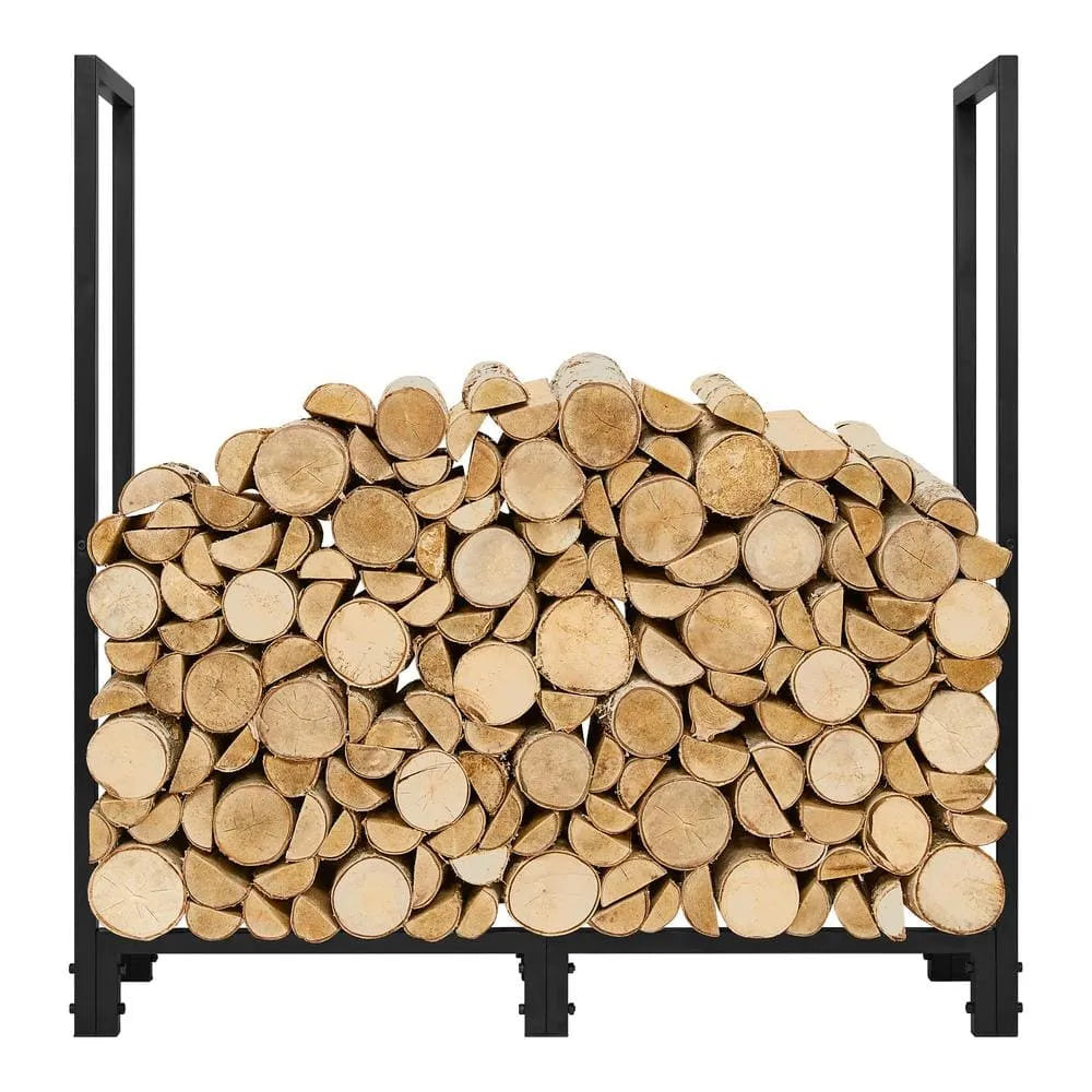 4 ft. Black Steel Firewood Rack