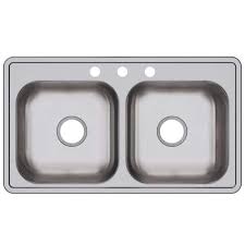 Elkay Dayton 33 in. Drop-in Double Bowl 22-Gauge Satin Stainless Steel Kitchen Sink Only