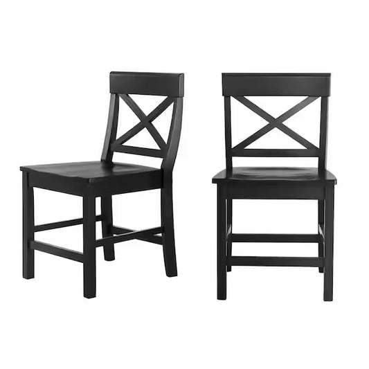 Silla de comedor StyleWell Cedarville en madera negra carbón con respaldo cruzado (juego de 2)