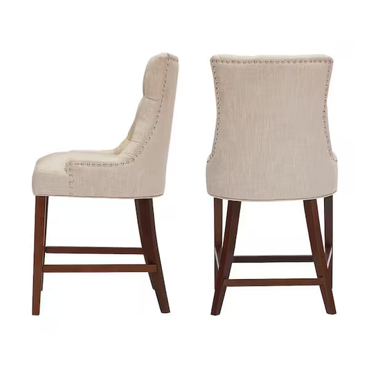 Bakerford Biscuit Beige Upholstered Counter Stool (Set of 2)