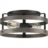 Gulliver 22 in. 2-Light Graphite and Weathered Driftwood Farmhouse Flush Mount Ceiling Light