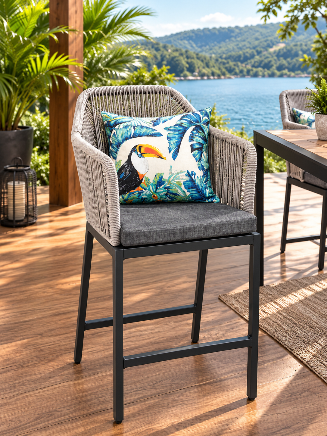 Silla Alta de Terraza con Mimbre (sin Cojín) – Estilo Moderno