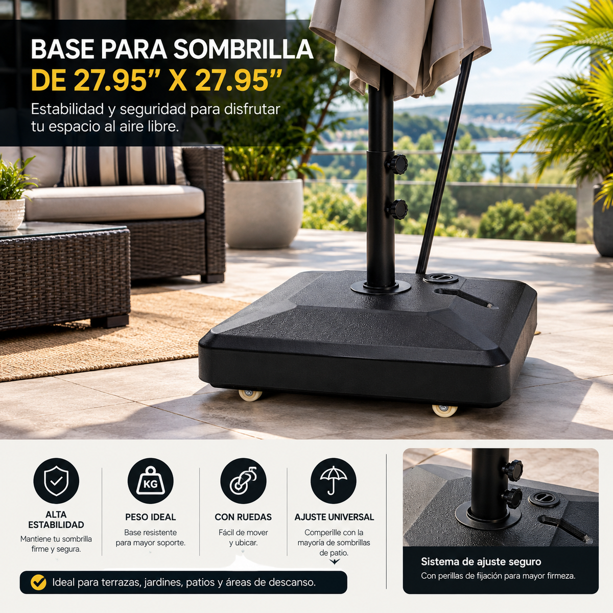 Base Ajustable para Sombrilla de Patio