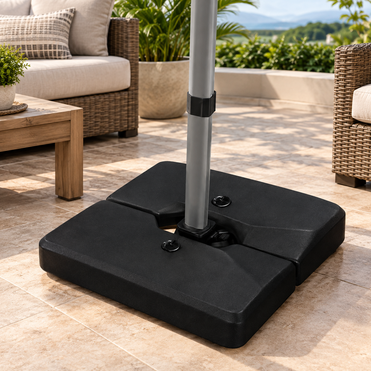 Base para Sombrilla de Patio Negra – Diseño Moderno y Funcional
