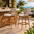 🪑Silla Alta de Exterior con Respaldo Tejido – Elegancia y Confort