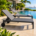 🏖️ Tumbona Reclinable para Exterior con Ruedas