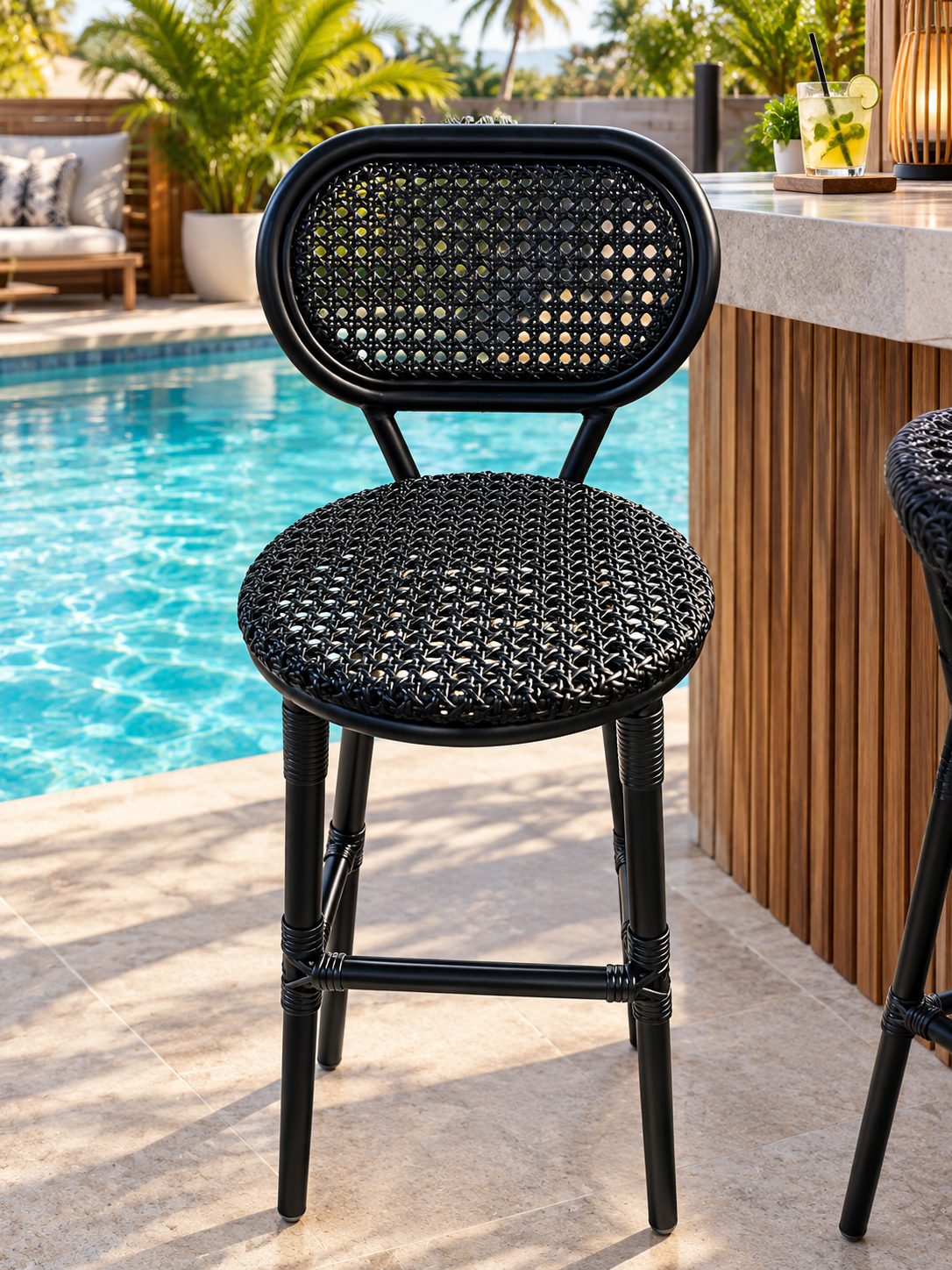 🖤 Par de Silla Alta de Diseño en Cuerda Tejida