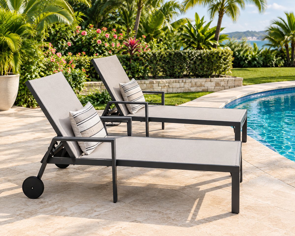 Tumbona Reclinable de Exterior con Ruedas