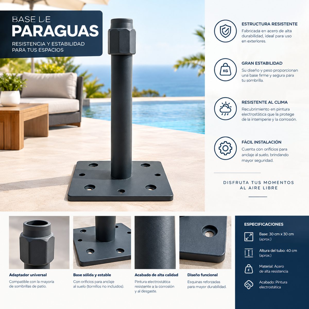 Base para Paraguas de Patio – Acero