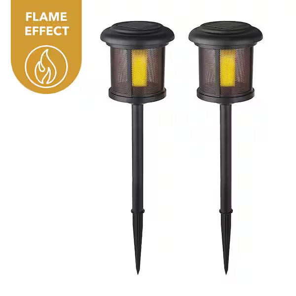 Hampton Bay Luz LED solar Ambrose para exteriores, 6 lúmenes, color negro