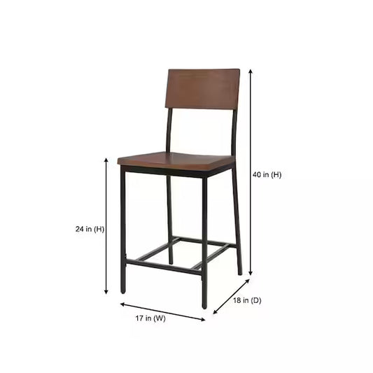 Taburete de bar StyleWell Porter de metal negro (juego de 2)