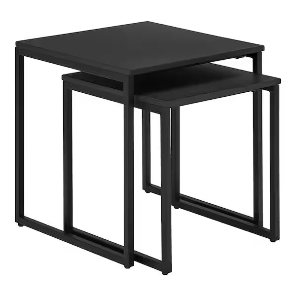 StyleWell Donnelly Black Nesting Tables with Black Wood Top (Set of 2)