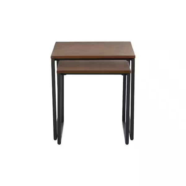 StyleWell Mesas nido Donnelly negras con tapa de madera Haze (juego de 2)