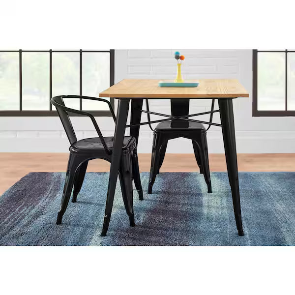 Silla de comedor StyleWell de metal negro (juego de 2) (50,8 cm de ancho x 71,1 cm de alto)