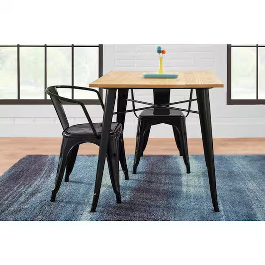 Silla de comedor StyleWell de metal negro (juego de 2) (50,8 cm de ancho x 71,1 cm de alto)