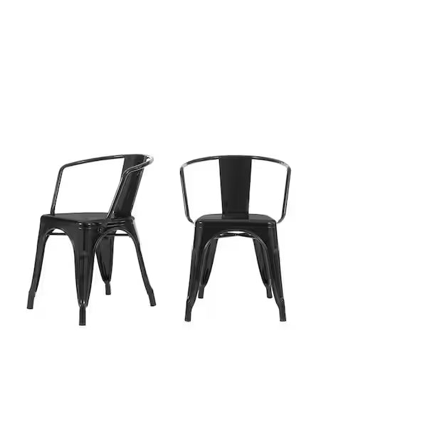 Silla de comedor StyleWell de metal negro (juego de 2) (50,8 cm de ancho x 71,1 cm de alto)