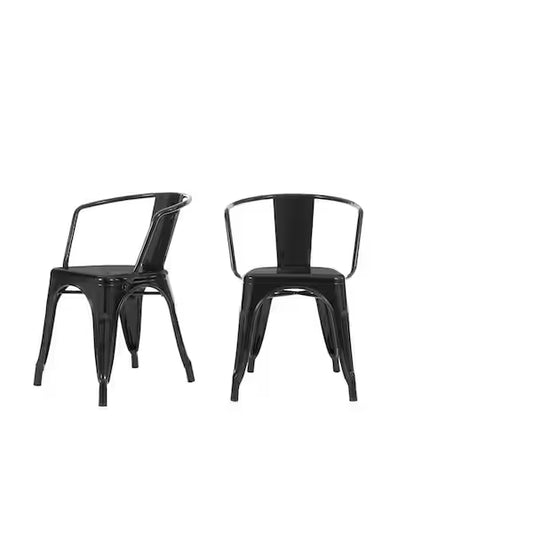 Silla de comedor StyleWell de metal negro (juego de 2) (50,8 cm de ancho x 71,1 cm de alto)