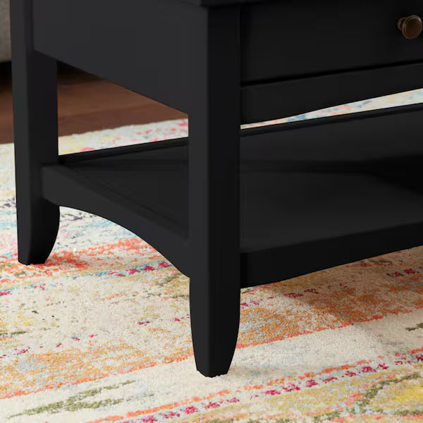 StyleWell Mesa de centro rectangular Cedar Springs de madera negra carbón con 2 cajones (106,68 cm de ancho x 46 cm de alto)