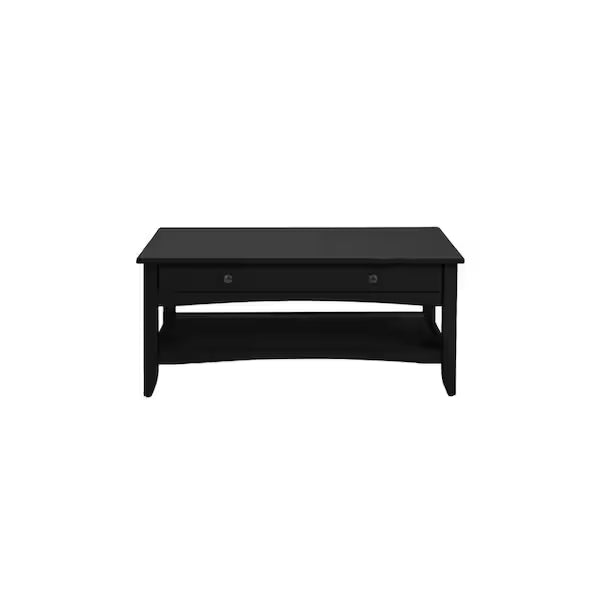 StyleWell Mesa de centro rectangular Cedar Springs de madera negra carbón con 2 cajones (106,68 cm de ancho x 46 cm de alto)