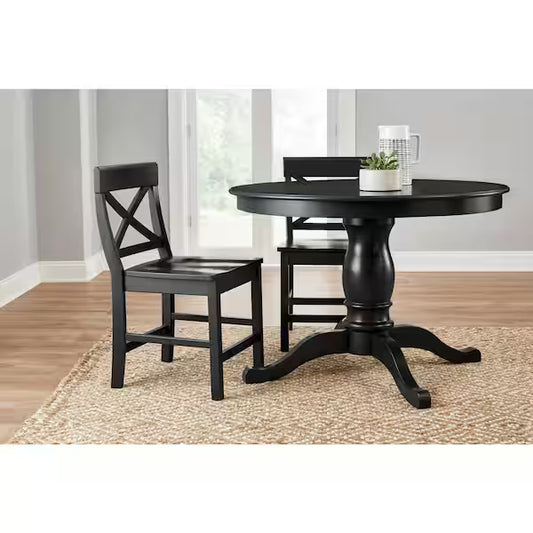 Silla de comedor StyleWell Cedarville en madera negra carbón con respaldo cruzado (juego de 2)
