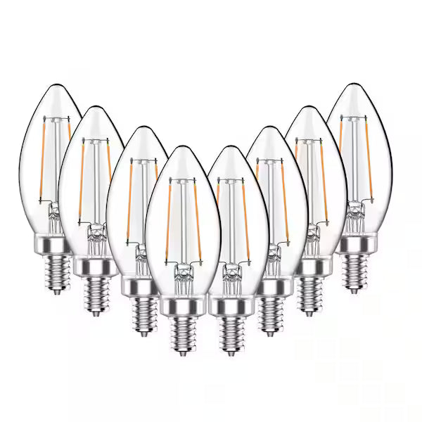 40-Watt Equivalent B11 Non-Dimmable Candle CEC Clear Glass Filament LED Vintage Edison LED Light Bulb Daylight (8-Pack)