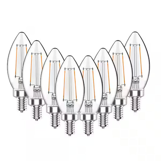 40-Watt Equivalent B11 Non-Dimmable Candle CEC Clear Glass Filament LED Vintage Edison LED Light Bulb Daylight (8-Pack)