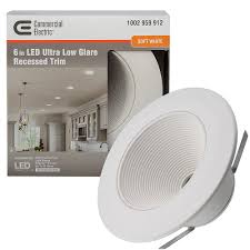 Commercial Electric6 in. White Low Glare Integrated Integrated LED Recessed Light Trim 670 Lumens 3000K Soft White Kitchen Bedroom Office