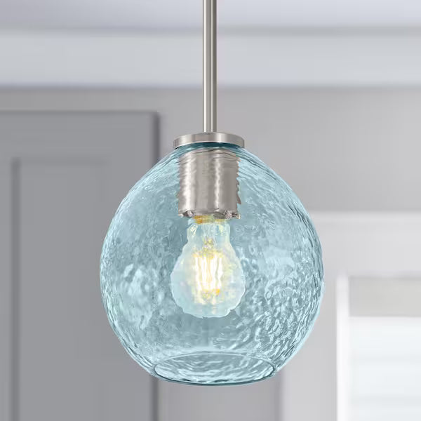 Lámpara colgante con Pantalla de de globo de vidrio Azul 7.16 in.