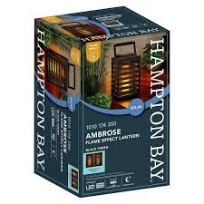 Hampton Bay Linterna solar para exteriores Ambrose Black Flicker Flame con LED integrado