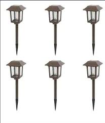 Hampton Bay Mitchell 10 Lumens Golden Bronze Filament LED Outdoor Solar Path Light (6-Pack)