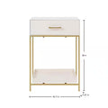 StyleWell Mesita de noche de madera color marfil con 1 cajón  Estructura Metálica