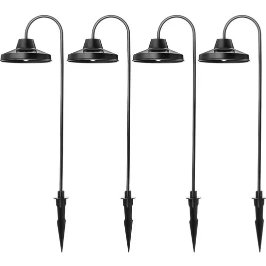 Hampton Bay Covington Matte Black LED Modern Farmhouse Shepherd Hook Outdoor Solar Path Light (4-Pack) 99114