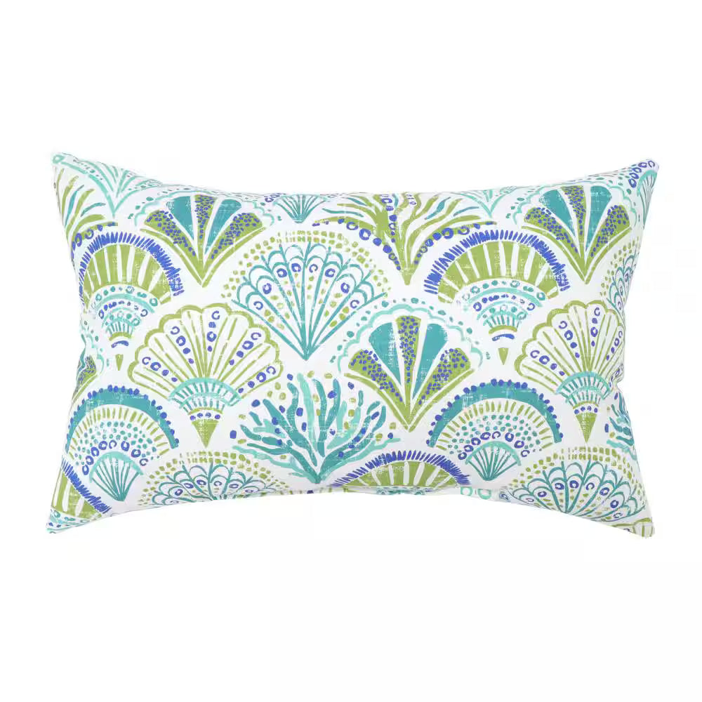 14 in. x 22 in. Coral Springs_Seaglass Outdoor Lumbar Pillow (2-Pack)