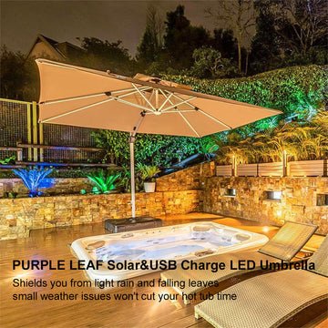 PURPLE LEAF Sombrilla de patio 11 x 13 LED Crema (Sin Cruceta) - Cueva de Machos 2.0