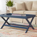 StyleWell  mesa de centro rectangular con bandeja de madera azul acero (101,6 cm de ancho x 45,7 cm de alto)