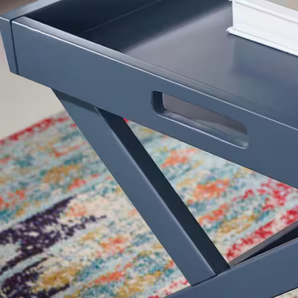 StyleWell  mesa de centro rectangular con bandeja de madera azul acero (101,6 cm de ancho x 45,7 cm de alto)