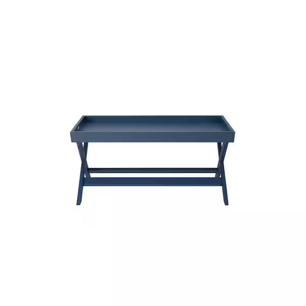 StyleWell  mesa de centro rectangular con bandeja de madera azul acero (101,6 cm de ancho x 45,7 cm de alto)