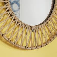 StyleWell Espejo decorativo moderno redondo, marrón, con trenzado de polirratán (diámetro: 61 cm) - Cueva de Machos 2.0
