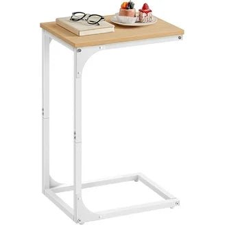 StyleWell Mesa auxiliar Donnelly en forma de C con tablero de madera color blanca - Cueva de Machos 2.0