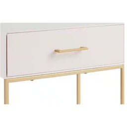 StyleWell Mesita de noche de madera color marfil con 1 cajón Estructura Metálica - Cueva de Machos 2.0