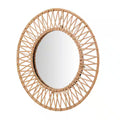 StyleWell Espejo decorativo moderno redondo, marrón, con trenzado de polirratán (diámetro: 61 cm)